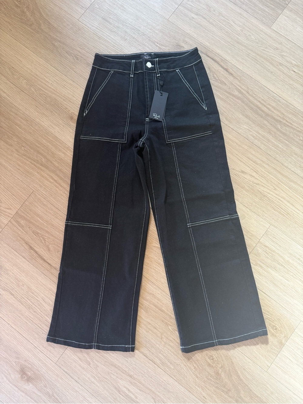 NWT Rails Black Getty Crop Utility with Contrast Stitching